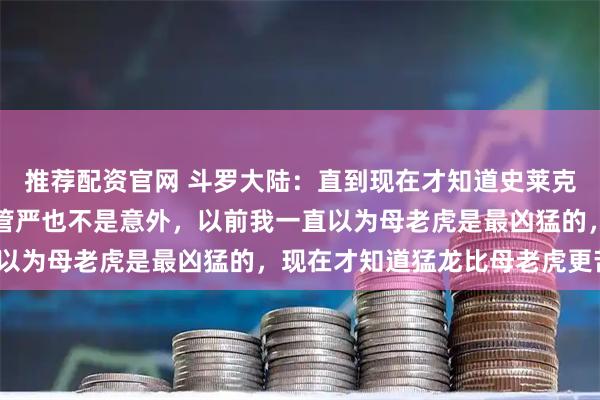 推荐配资官网 斗罗大陆：直到现在才知道史莱克七怪耙耳朵是常态，妻管严也不是意外，以前我一直以为母老虎是最凶猛的，现在才知道猛龙比母老虎更苦？